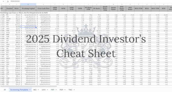 2025 Dividend Investor's Cheat Sheet